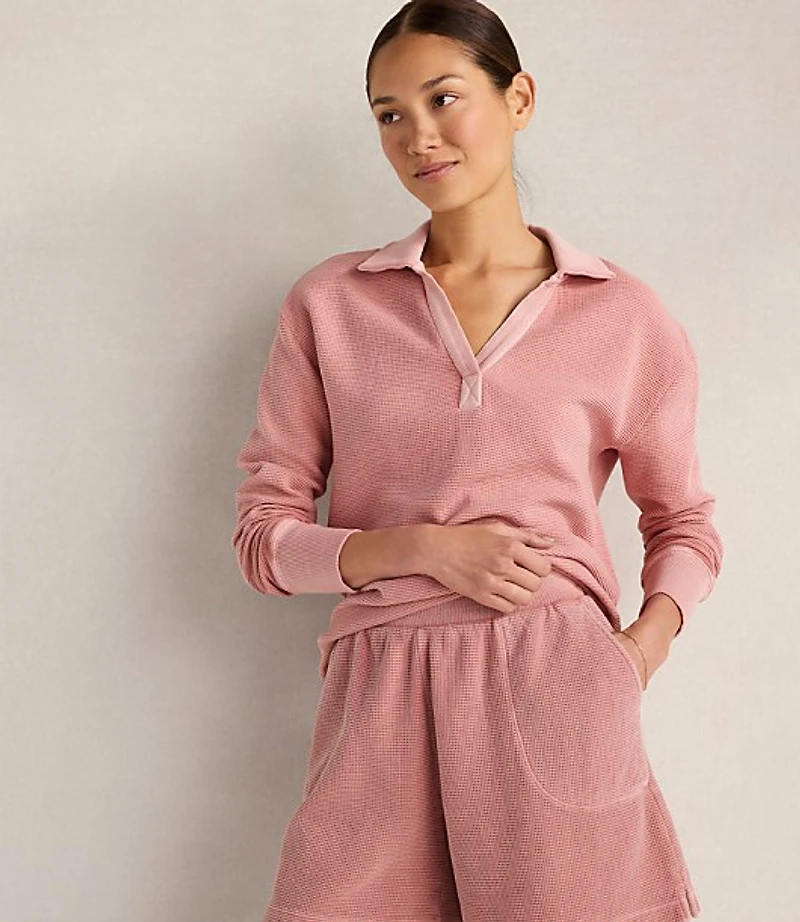 Haven Well Within Organic Cotton Waffle Johnny Collar Top