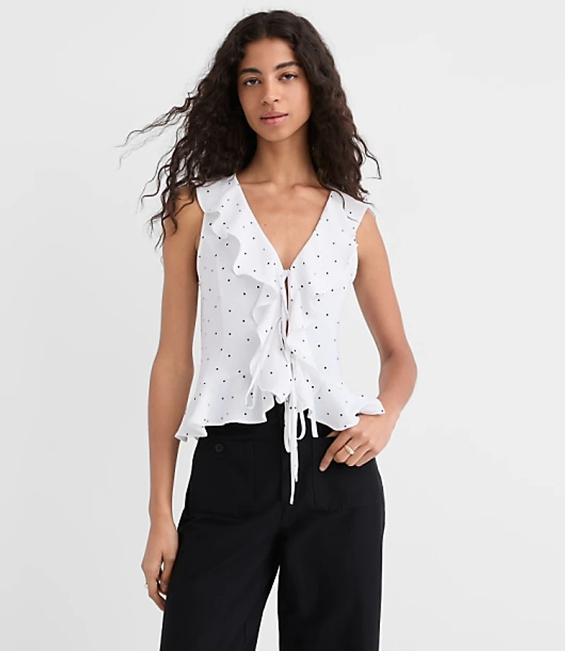 Dotted Ruffle Bow Top