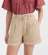 Petite Tie Waist Pleated Shorts