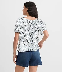 Floral Flutter Sleeve Boatneck Top