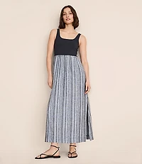 Lou & Grey Striped Linen Cotton Mixed Media Maxi Pocket Dress
