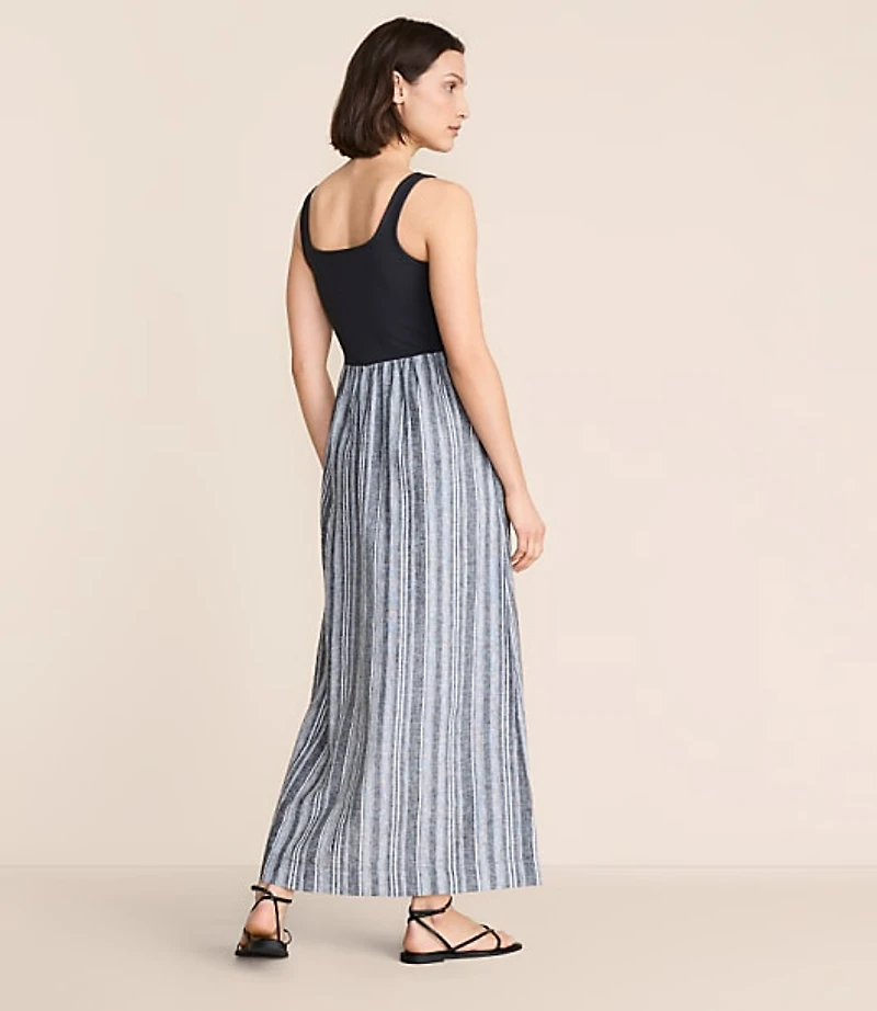 Lou & Grey Striped Linen Cotton Mixed Media Maxi Pocket Dress