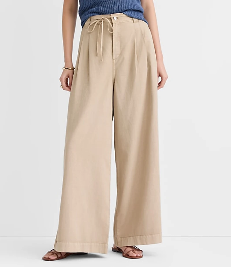Tie Waist Pleated Palazzo Pants