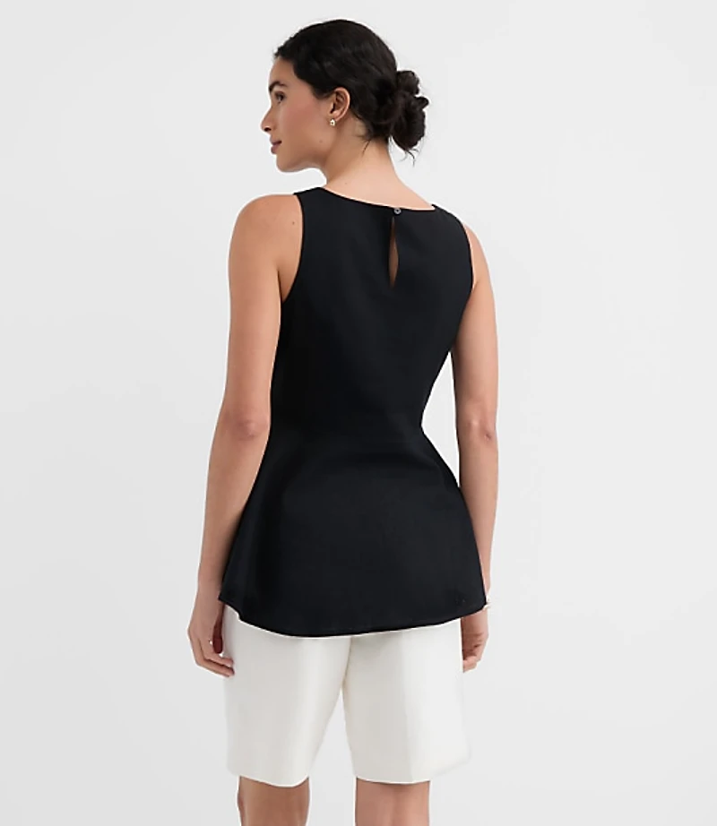 Petite Linen Cotton Peplum Top