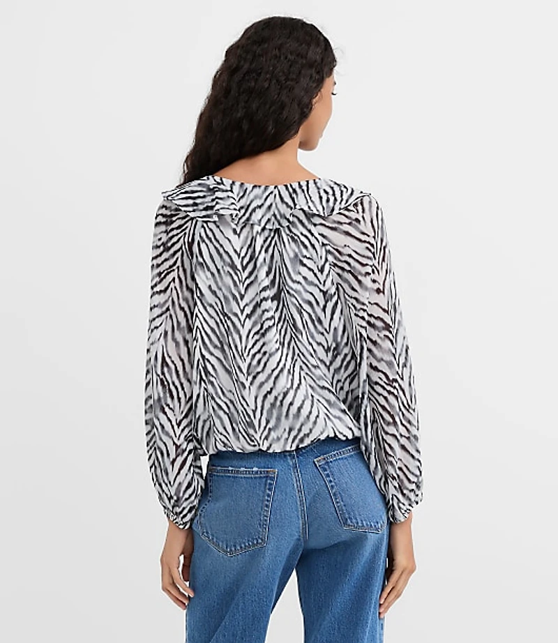 Zebra Print Ruffle Bubble Blouse