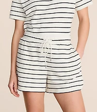 Petite Lou & Grey Striped Jacquard Rounded Hem Shorts