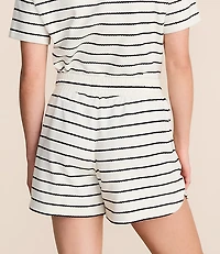 Petite Lou & Grey Striped Jacquard Rounded Hem Shorts