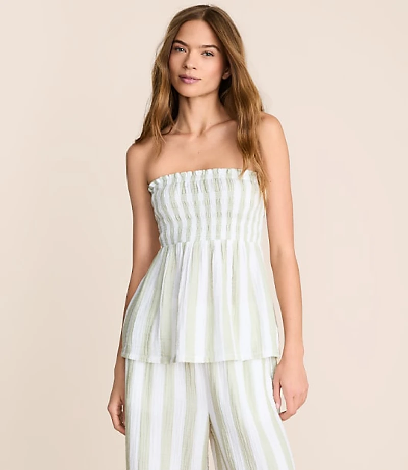 Lou & Grey Striped Triple Cloth Babydoll Top