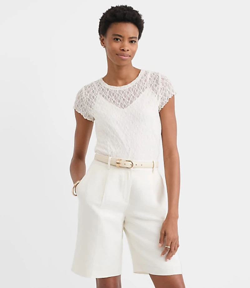 Petite Lace Cap Sleeve Tee