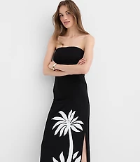 LOFT Beach Palm Strapless Maxi Dress