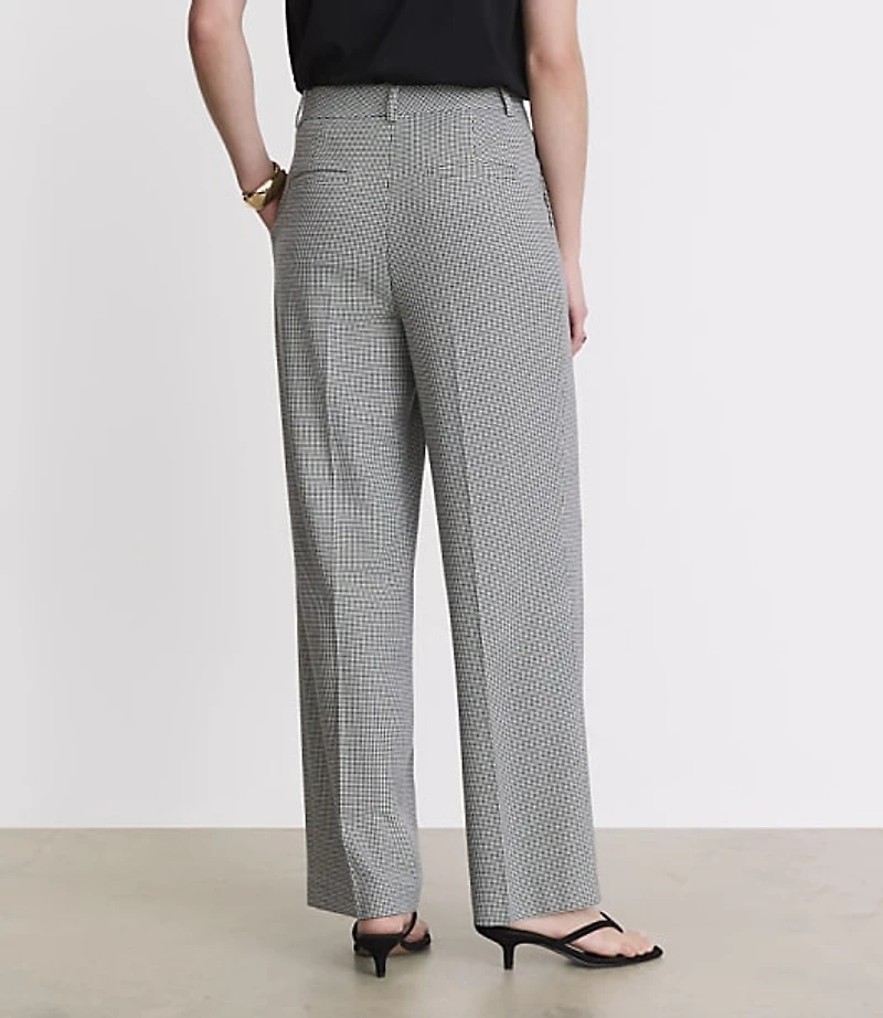 LOFT Versa Seasonless Stretch Double Pleat Relaxed Straight Pants Mini Houndstooth
