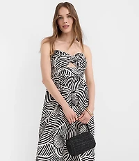 Petite LOFT Beach Seashell Poplin Cutout Twist Maxi Pocket Dress