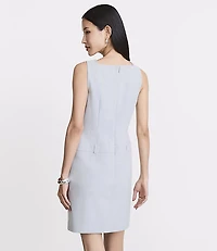 LOFT Versa Seasonless Stretch Square Neck Mini Pocket Dress Heather