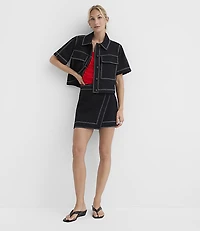 Topstitched Swing Jacket