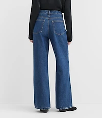 Rivete Short High Rise Relaxed Wide Leg Jeans Mid Wash