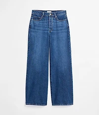Rivete Short High Rise Relaxed Wide Leg Jeans Mid Wash