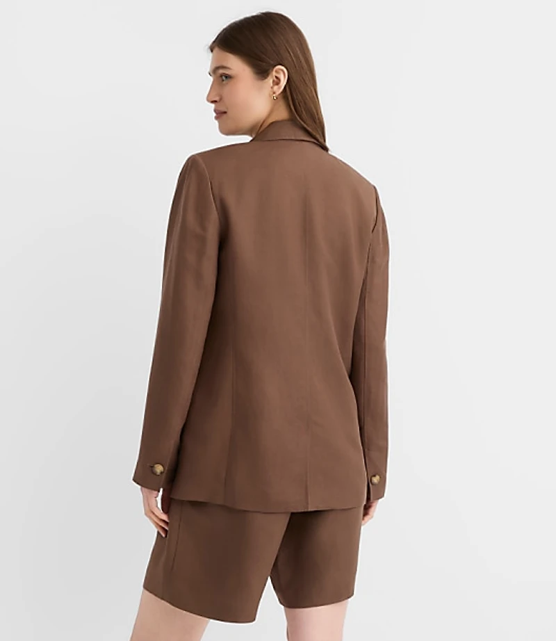 Petite Oversized Linen Blend Modern Blazer