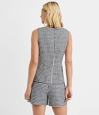 Petite Gingham Cutaway Pocket Vest