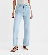 Rivete Petite Unpicked High Rise Straight Jeans Wave Wash