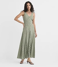 Dotted Godet Midi Dress