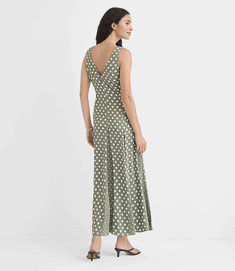 Dotted Godet Midi Dress