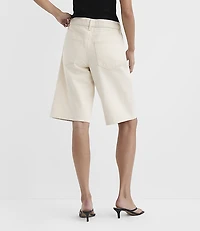 Rivete Petite Curvy High Rise Denim Bermuda Shorts Ivory