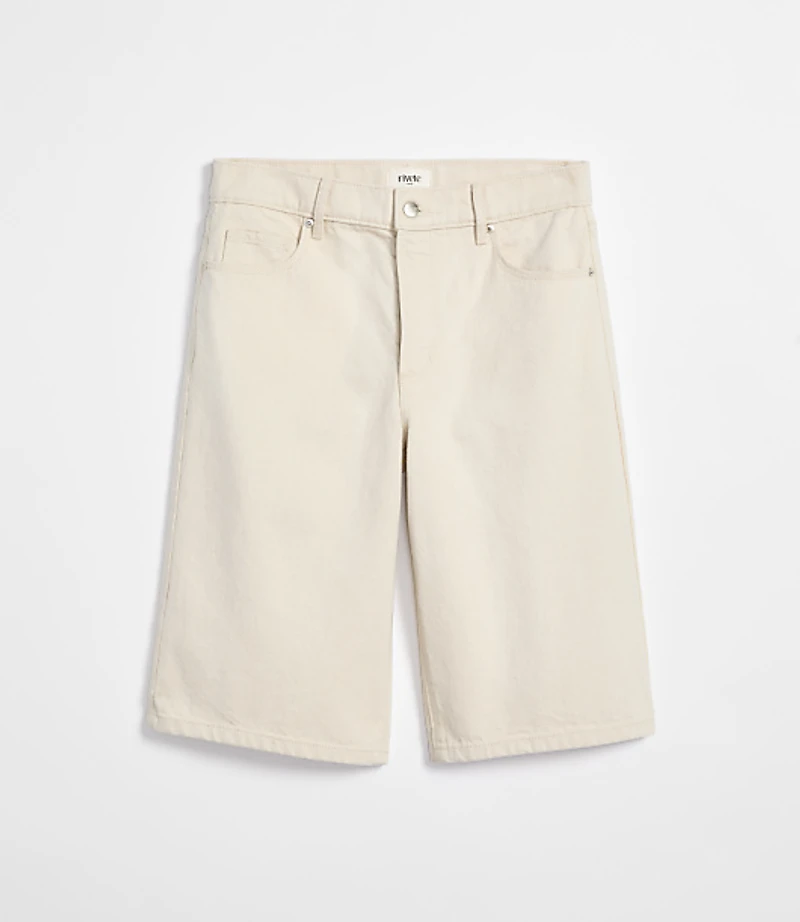 Rivete Petite Curvy High Rise Denim Bermuda Shorts Ivory