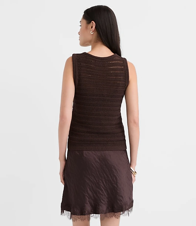 Petite Pointelle Scoop Neck Sweater Tank Top