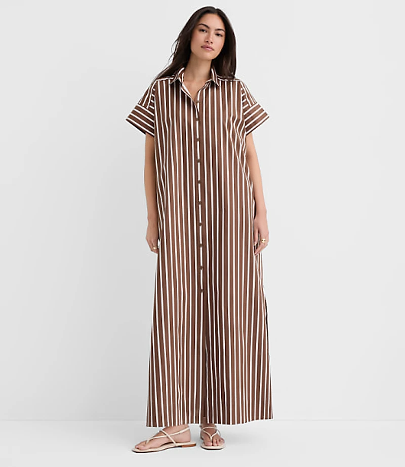 Tall Striped Poplin Maxi Pocket Shirtdress
