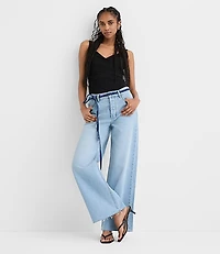 Rivete Petite Fresh Cut High Rise Relaxed Wide Leg Jeans Wave Wash