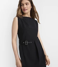 Belted Boatneck Midi Dress