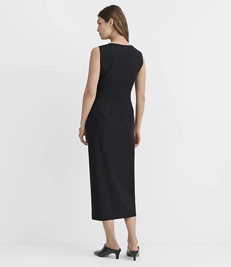 Belted Boatneck Midi Dress
