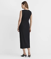 Belted Boatneck Midi Dress