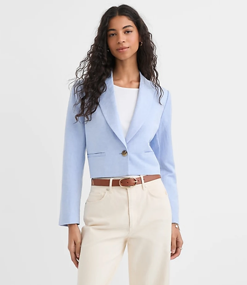 Linen Blend Cropped Blazer