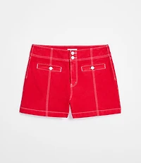 Rivete Curvy Double Shank High Rise Denim Shorts Maple Cherry