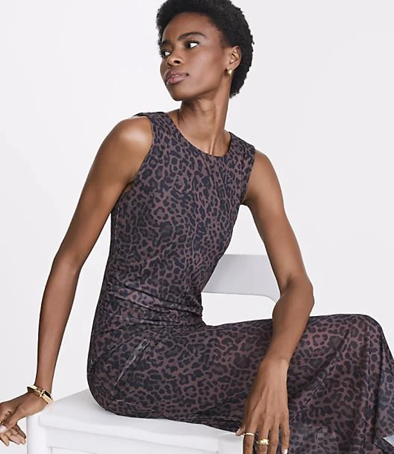 LOFT Versa Leopard Print Mesh Maxi Dress