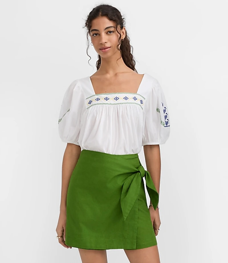 Petite Square Neck Puff Sleeve Top