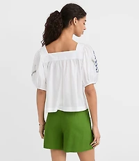 Petite Square Neck Puff Sleeve Top