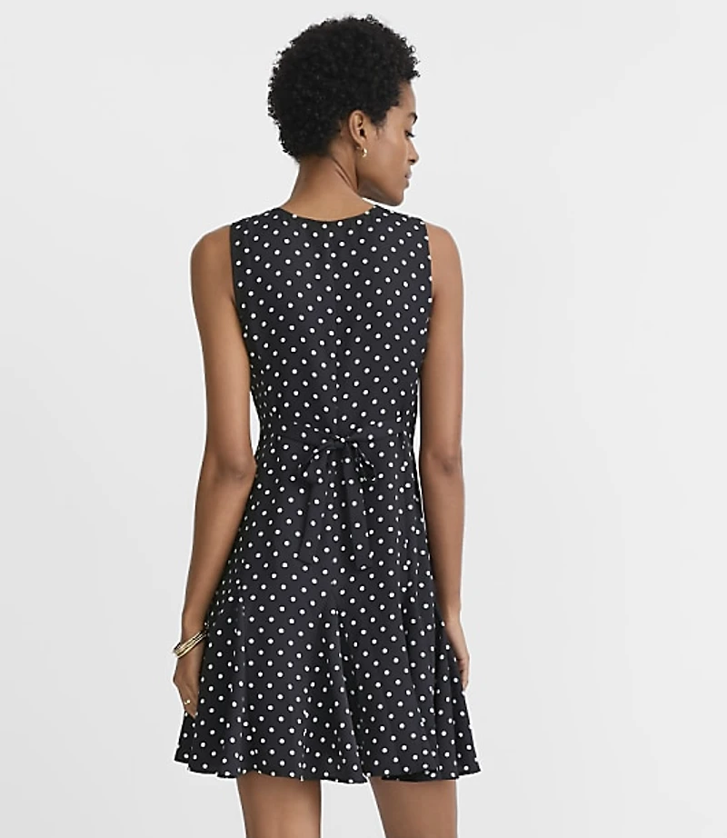Dotted Godet Mini Pocket Dress