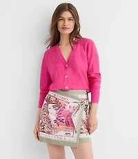 Petite Palm Linen Cotton Wrap Skort