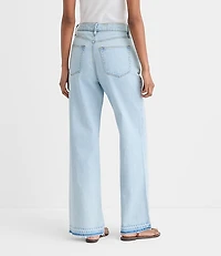 Rivete Curvy Unpicked High Rise Wide Leg Jeans Wave Wash