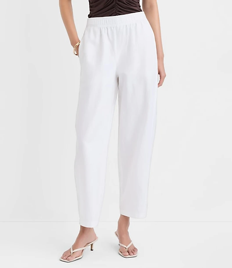Petite Pull On Barrel Pants in Linen Cotton