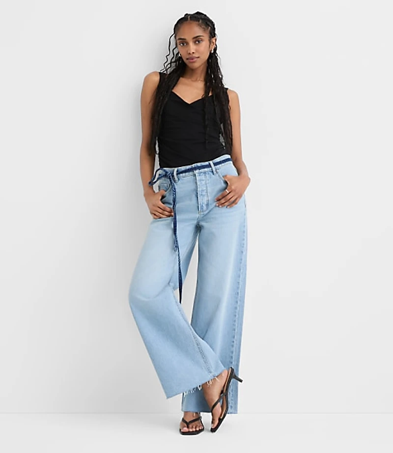 Rivete Tall Fresh Cut High Rise Relaxed Wide Leg Jeans Wave Wash