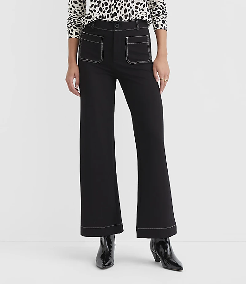Palmer Wide Leg Pants Topstitched Ponte