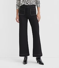 Palmer Wide Leg Pants Topstitched Ponte