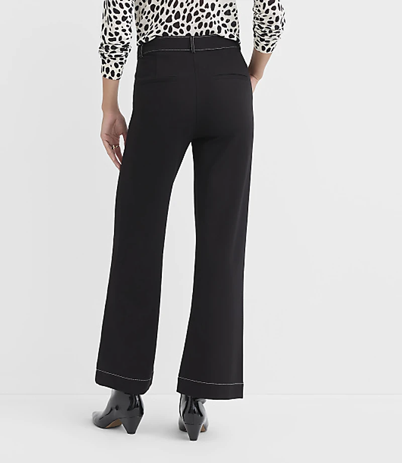 Palmer Wide Leg Pants Topstitched Ponte