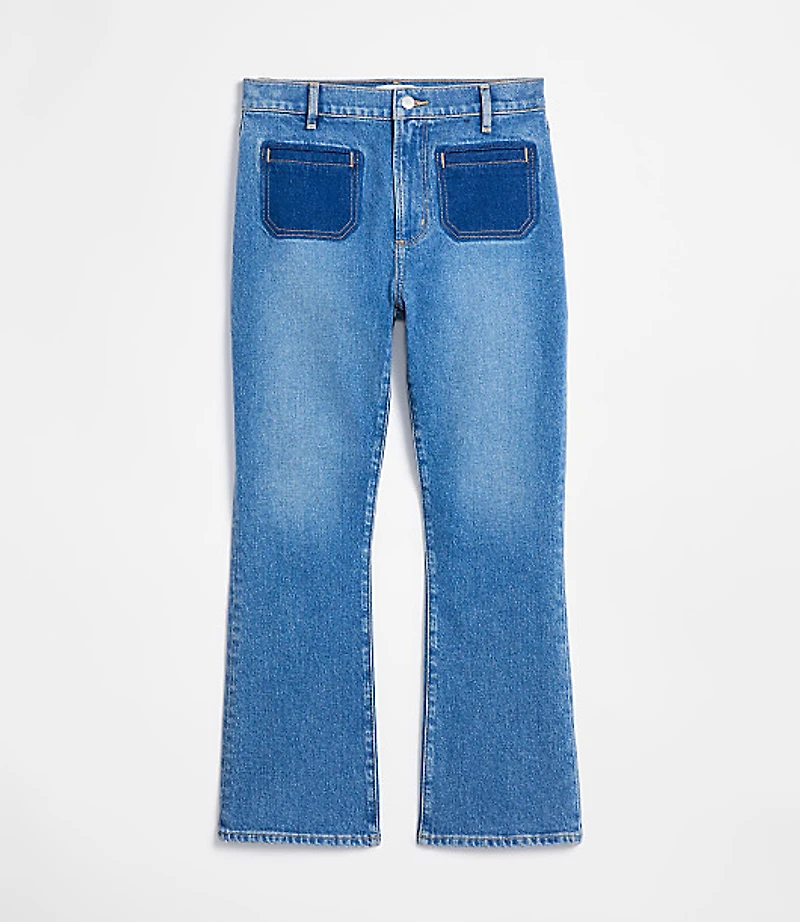 Rivete Petite Curvy High Rise Kick Crop Jeans in Shadow Blue Wash