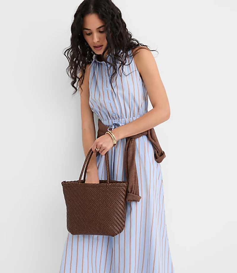 Striped Halter Midi Pocket Shirtdress