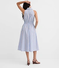 Striped Halter Midi Pocket Shirtdress