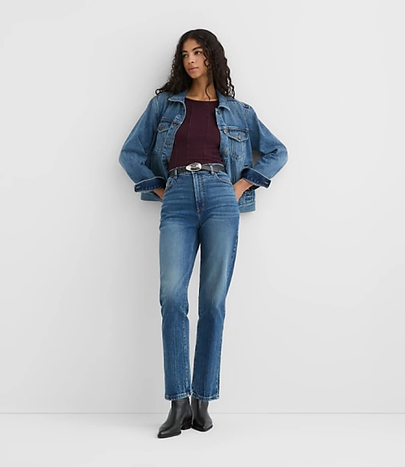 Rivete Short High Rise Straight Jeans Echo Wash